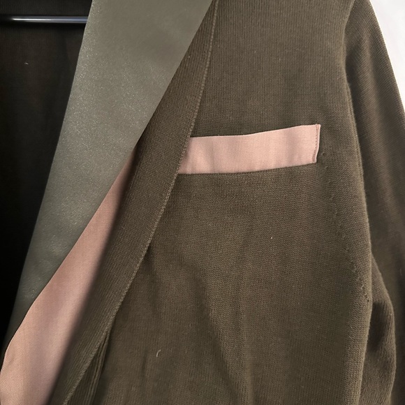 SACAI Layered Army Green Cardigan Mixed Media - Picture 4 of 5